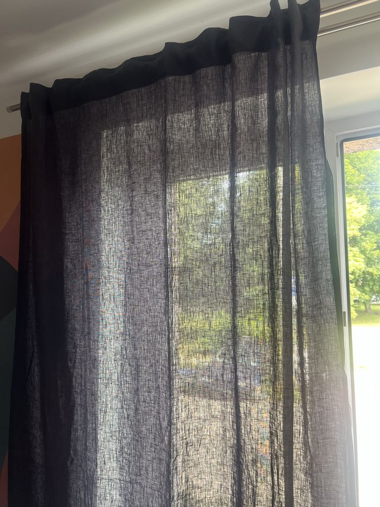 100% len zasłona ciemnoszara Ikea, 145/250