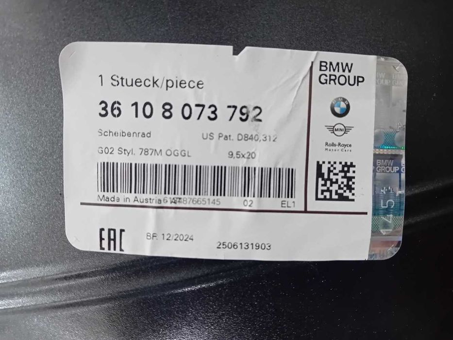 Felga BMW 20"  9.5Jx20 ET:43   Seria: X3' Seria: X4' nr mag. 1/518