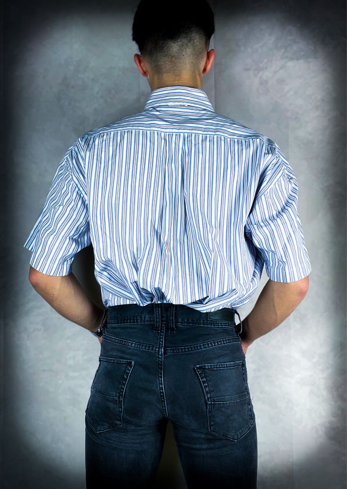 Tommy Hilfiger Nowa Męska Biała Czerwona Niebieska w Paski Koszula  XL