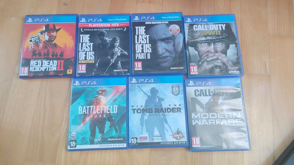 7 дисків Sony PlayStation 4  Call of Duty Battlefield 2042 Tomb Raider