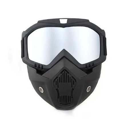 Gogle ochronne na zewnątrz narty/motocykl/quad srebrne szkła + maska