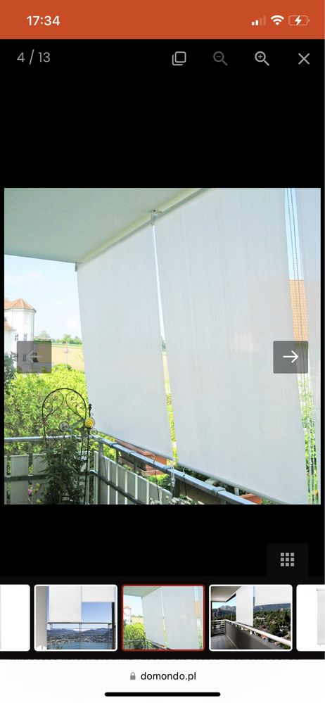 2x roleta na balkon/markiza pionowa Biała, 220x140cm