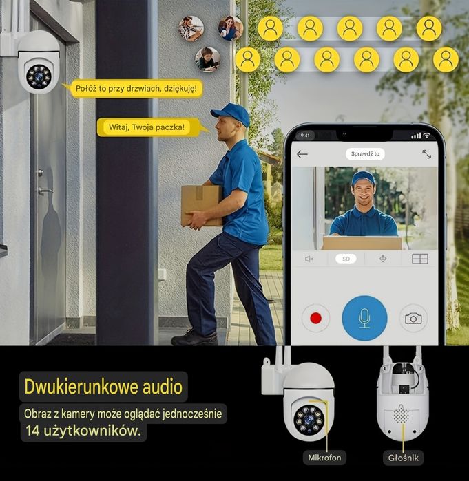 Kamera WIFI 4MP Obrotowa IP66 4MP + GRATIS Zasilacz