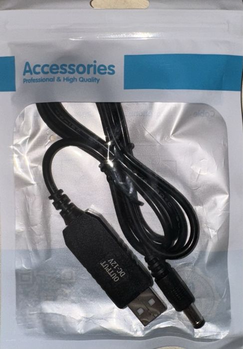 Шнур(кабель) на 12V з пертворювачем для роутера від павербанку USB