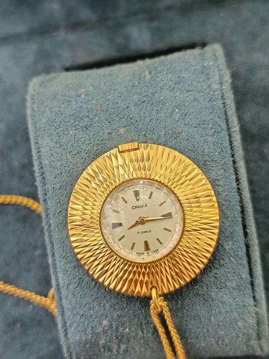 Zegarek czajka wisiorek mechaniczny pozłacany au