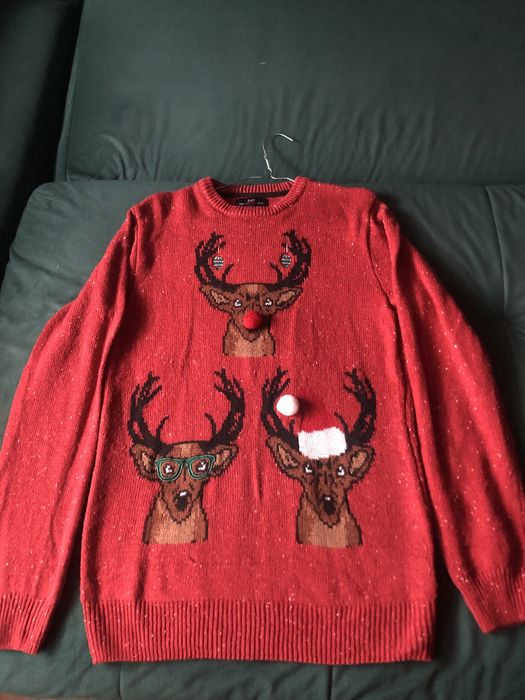 Sweter świąteczny reniferki, M/38, tanio