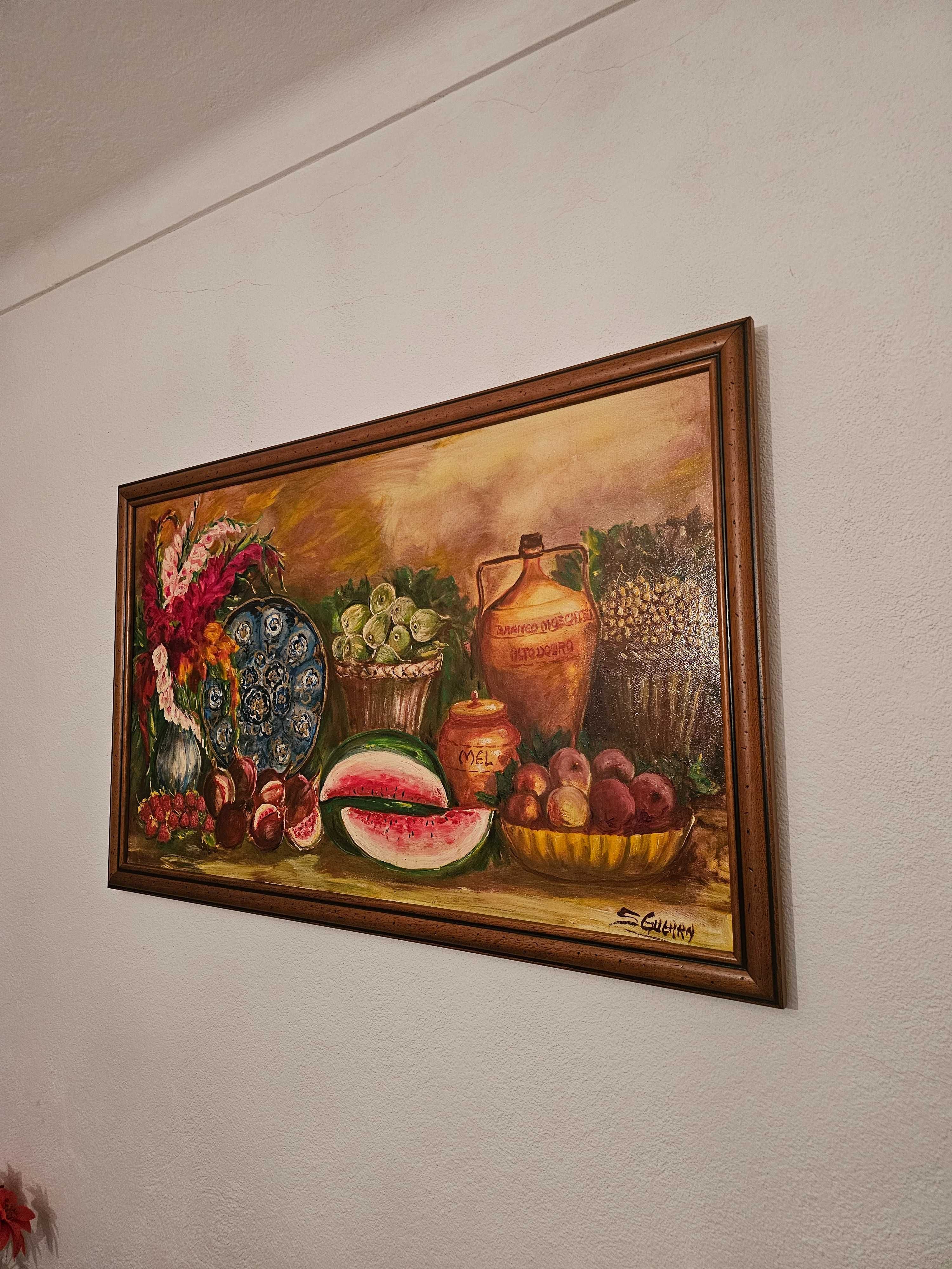 Quadro Vintage Frutas e Flores - Assinado S. Guerra