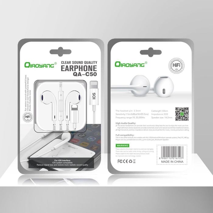 Auriculares Estéreo QA-C50 com Conexão iOS
