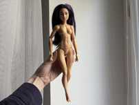 Lalka superbohaterka barbie fioletowe wlosy