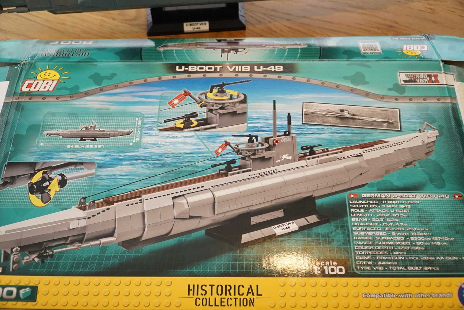 Łódź podwodna U-Boot VIIB U-48 Cobi Instrukcja+Pudełko!