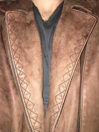 Brązowa kurtka retro 40 vintage modna jesień grunge a'la skóra zamsz