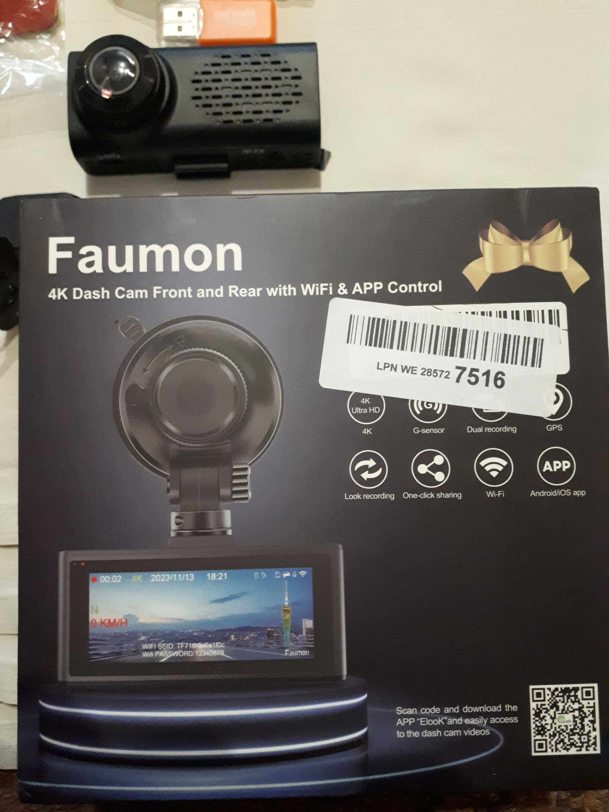 Відеореєстратор Faumon S60 подвійна камера 4K+1080p Wi-Fi / GPS