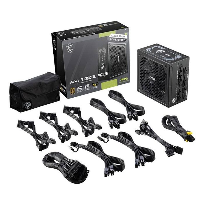 Fonte de Alimentação ATX MSI MAG A1000GL PCIE5 1000W ATX 3.1