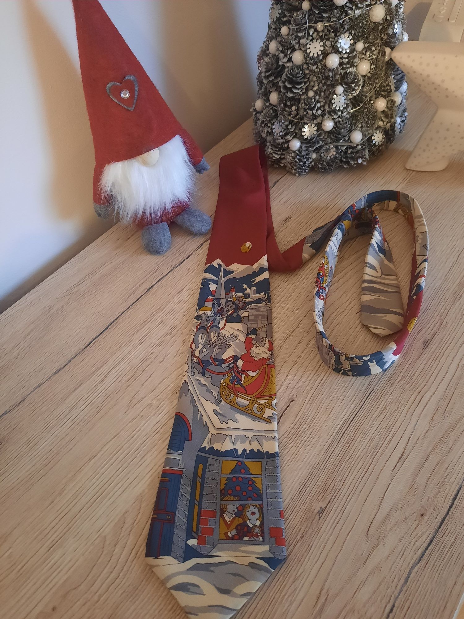 Krawat świąteczny zaprzęg mikołaja