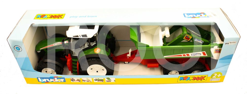 Ciągnik ROADMAX z ładowaczem czołowym i przyczepą – Bruder 3452