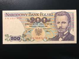 Banknot 200 złotych seria EN 1988 banknoty prl zł