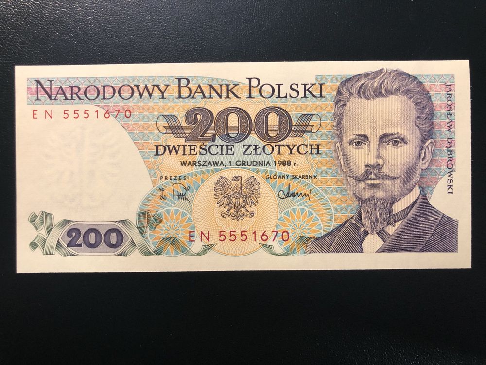 Banknot 200 złotych seria EN 1988 banknoty prl zł