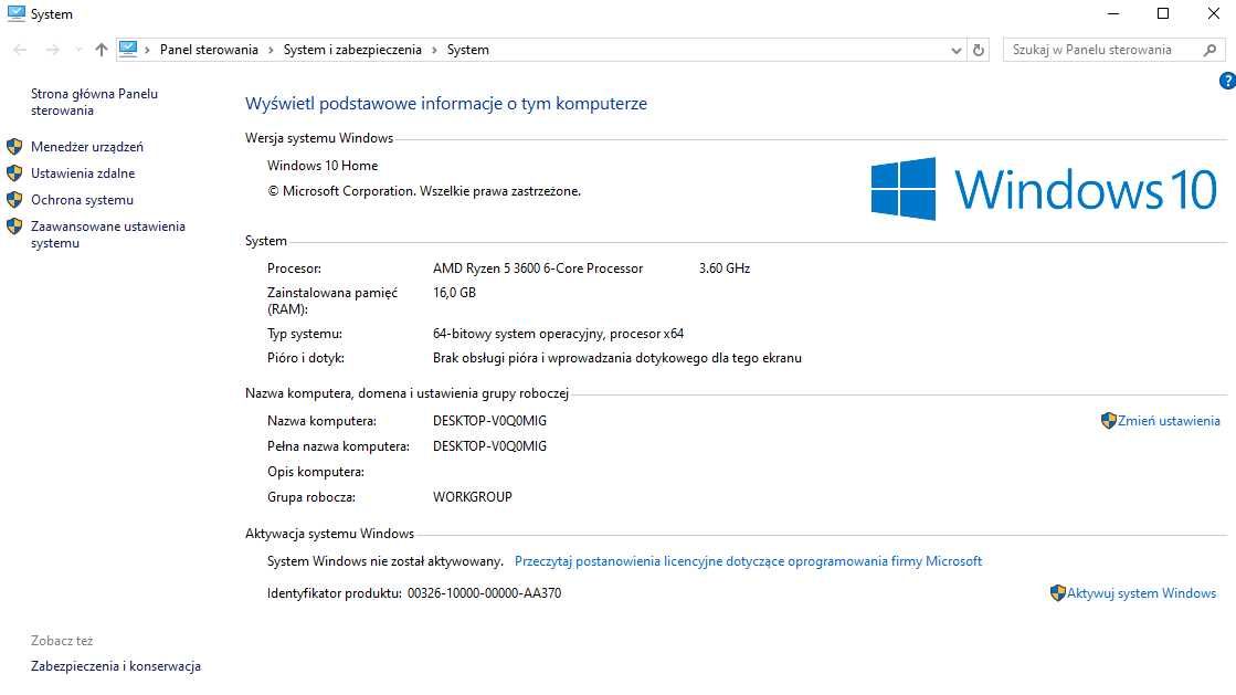 Komputer stacjonarny - Ryzen 5 3600, RX 580, 16 GB RAM, SSD 768 GB