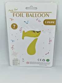 Balon foliowy w kształcie cyfry 7 złoty balon dekoracja ozdoba