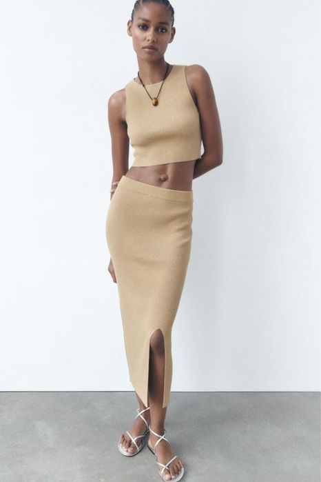 Conjunto de malha dourada ZARA