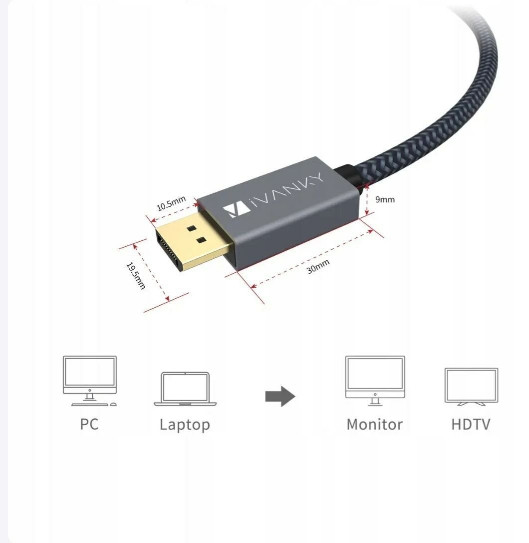 IVANKY DisplayPort DisplayPort 4K, кабель 2 м