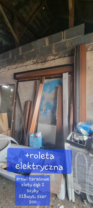 Okno tarosowe + roleta elektryczna złoty dąb 2 szyby