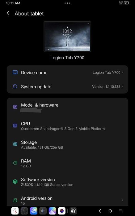 Lenovo Y700 2024 snapdragon 8 gen3