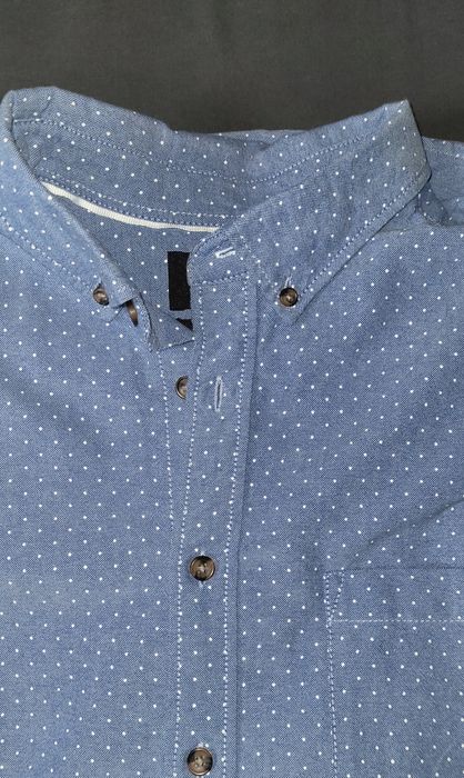Błękitna / niebieska koszula w kropki Reserved rozm. XXL bawełna 100%
