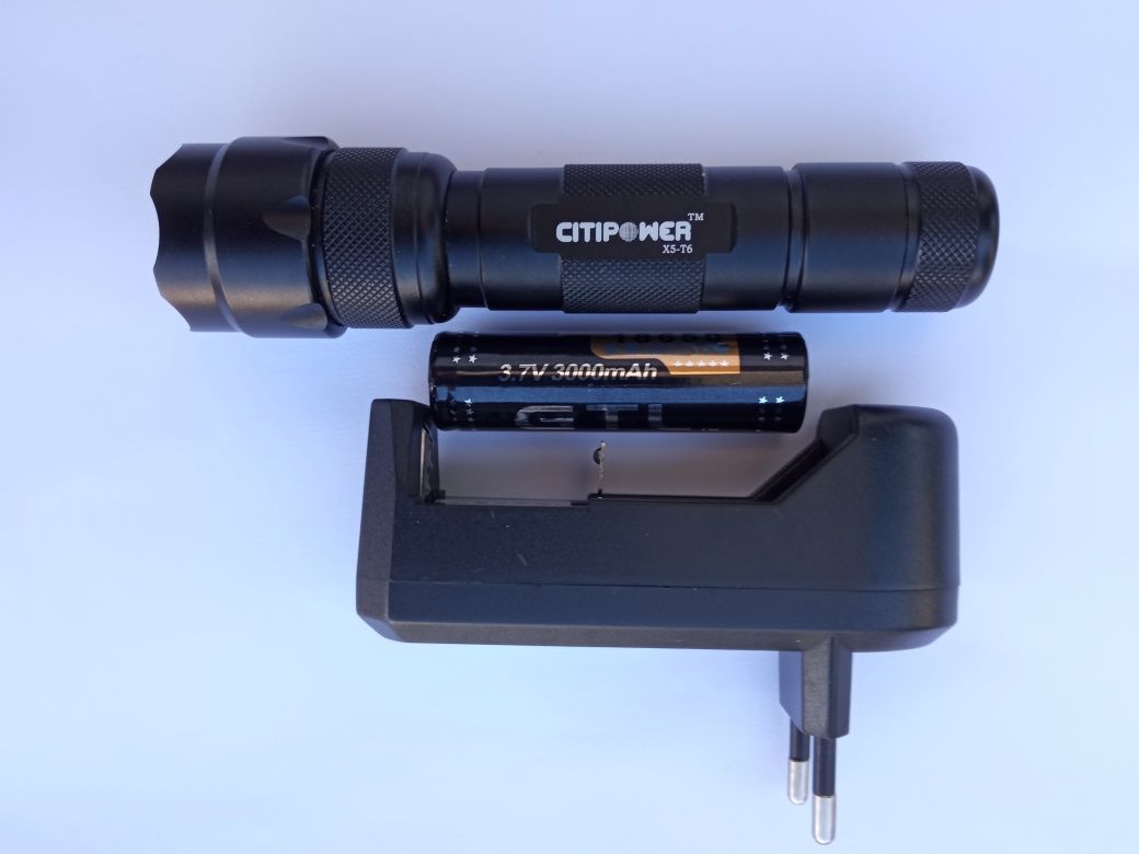 Lanterna Citipower X-5 XML-T6 5modos, bateria carregador