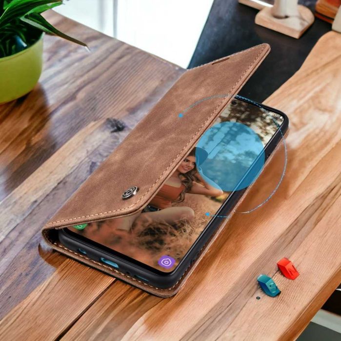 Etui zamykane z kieszonką Redmi Note 8 Pro - brąz CaseMe Ekskluzywne