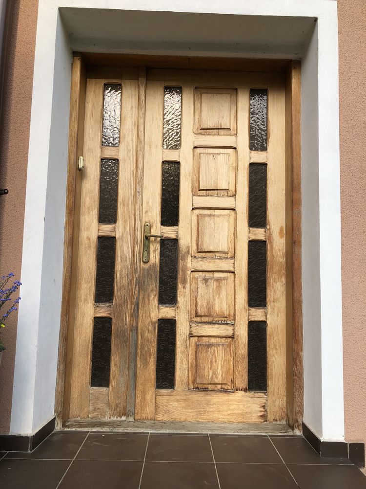 Drzwi debowe z demontażu do odnowienia bez futryny
