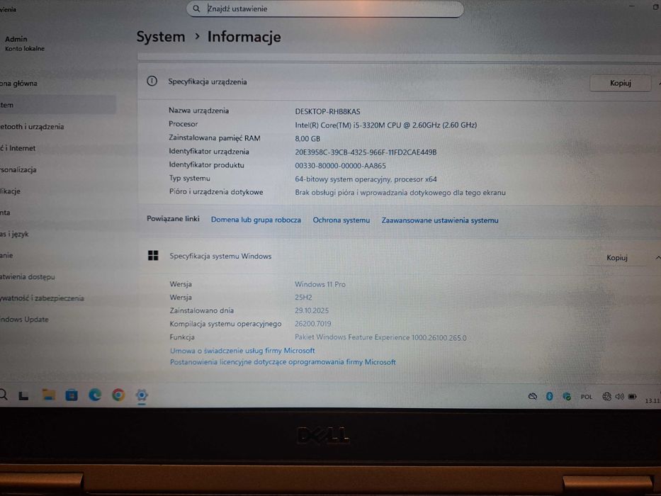 DELL Latitude E6330 i5-3320M 2.60GHz 8GB DDR3 SSD 240GB Windows 11 Pro