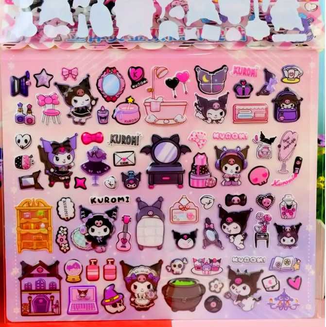 Kuromi zestaw naklejki 3D wlepy Sanrio Kawaii