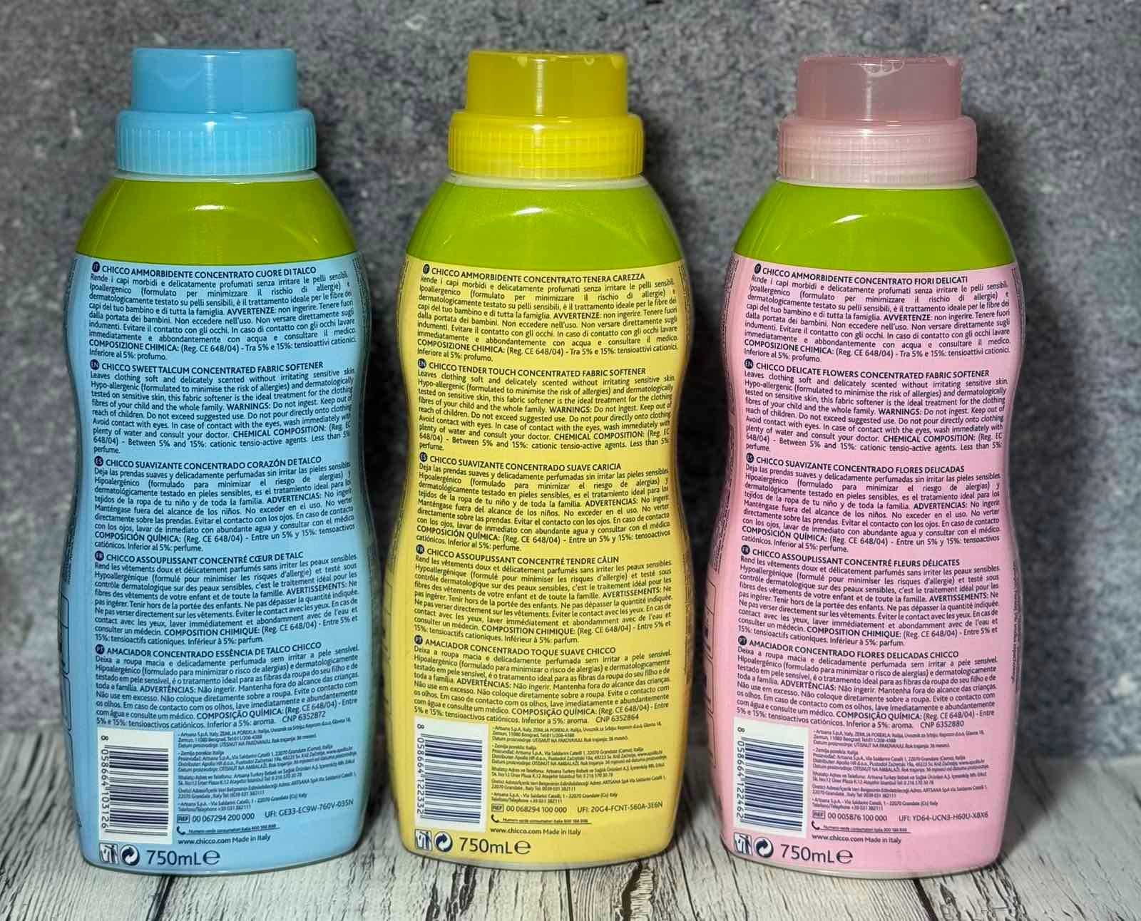 Ополіскувач Chicco ніжний дотик,тальк,ніжні квіти 30 прань 750мл