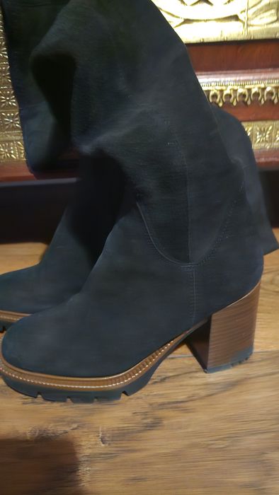 TYMOTEO - Kozaki ze skóry naturalnej zamszowe