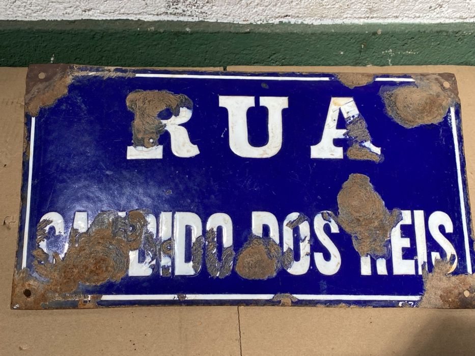 Chapas de esmalte antigas originais - nomes de ruas toponímicas