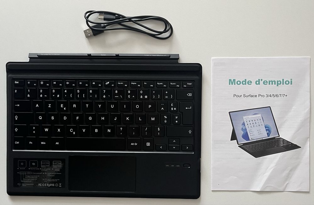 Klawiatura Qulose Bluetooth AZERTY do Surface Pro 3-7+ z touchpadem