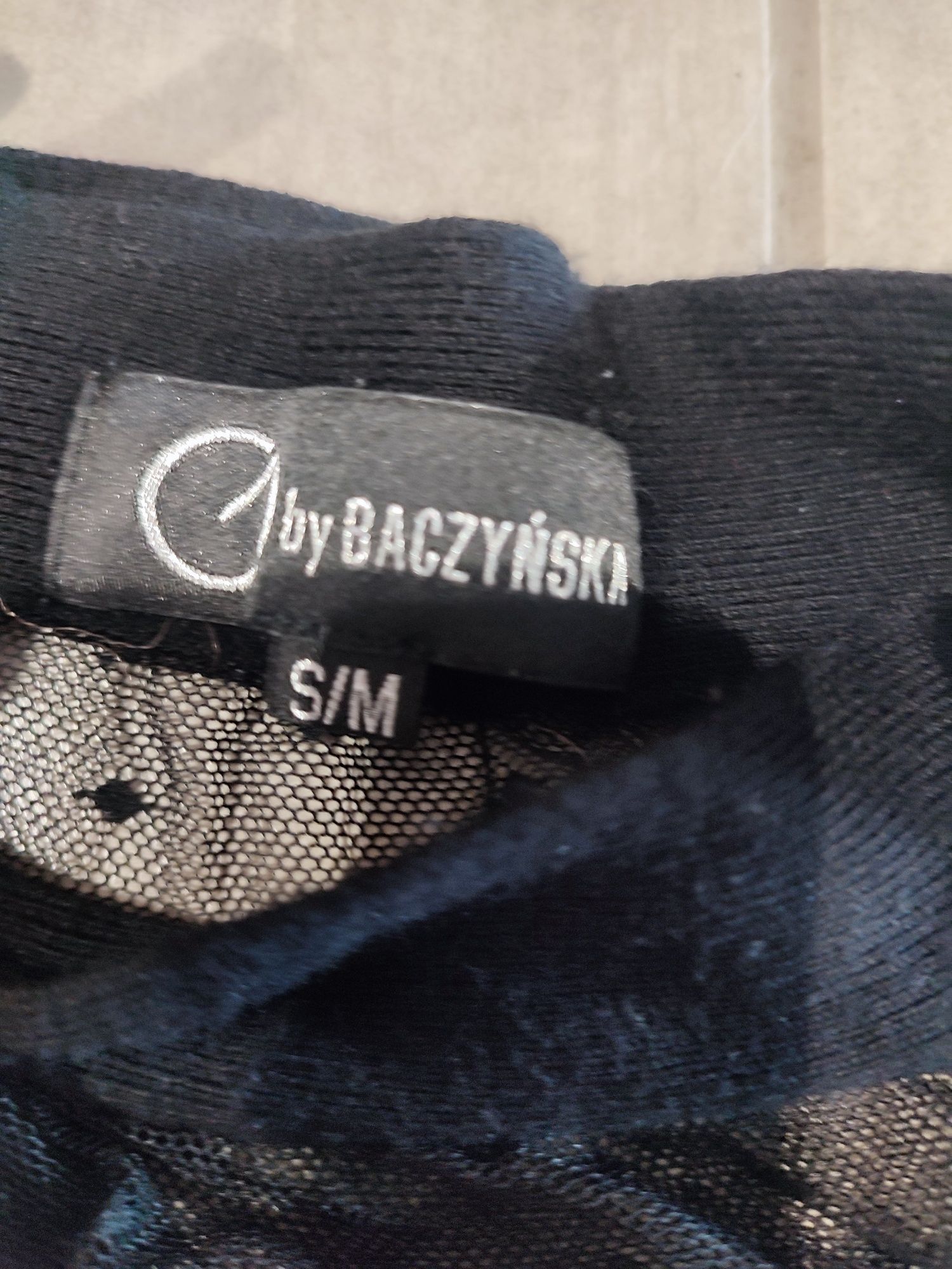 Sweter rozm S 36 by Baczyńska koronka czarny sweterek bluzka