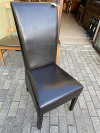 Komplet 4 krzeseł krzesła skórzane skóra naturalna czarne FV DOWÓZ
