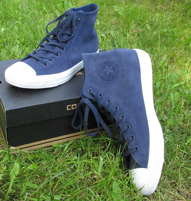 Converse buty trampki granatowe skóra - zamsz