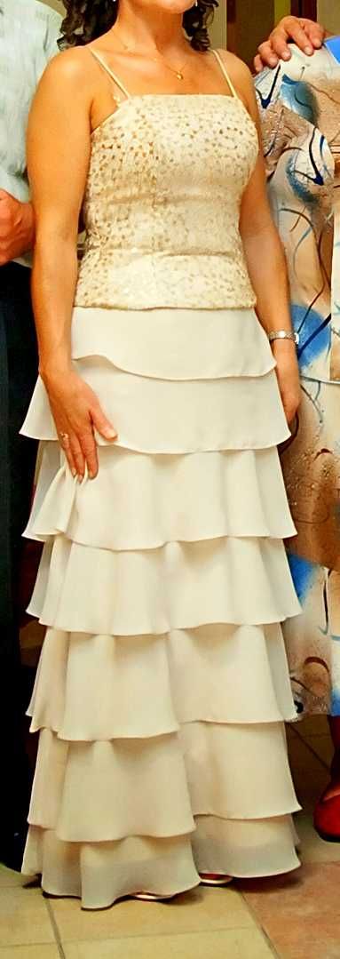 Przepiękna suknia okazjonalna S/M plus szal tiulowy, idealna na wesele