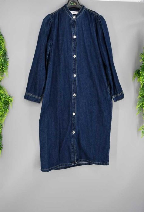 Długa sukienka jeansowa Mango L ciemny granat bawełna nowa