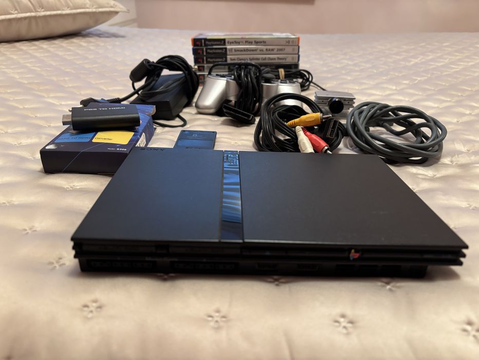 PlayStation 2 Slim + Acessórios + 6 Jogos