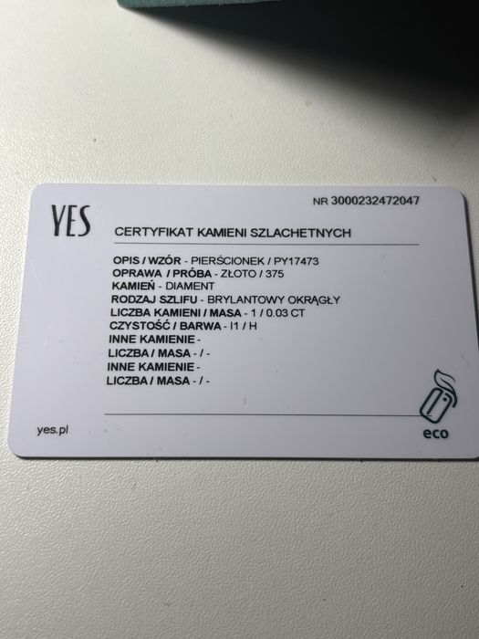 Pierścionek złoty z diamentem, rozmiar 13