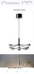 Żyrandol LED, 8-ramienny, czarny/biały, 70 cm