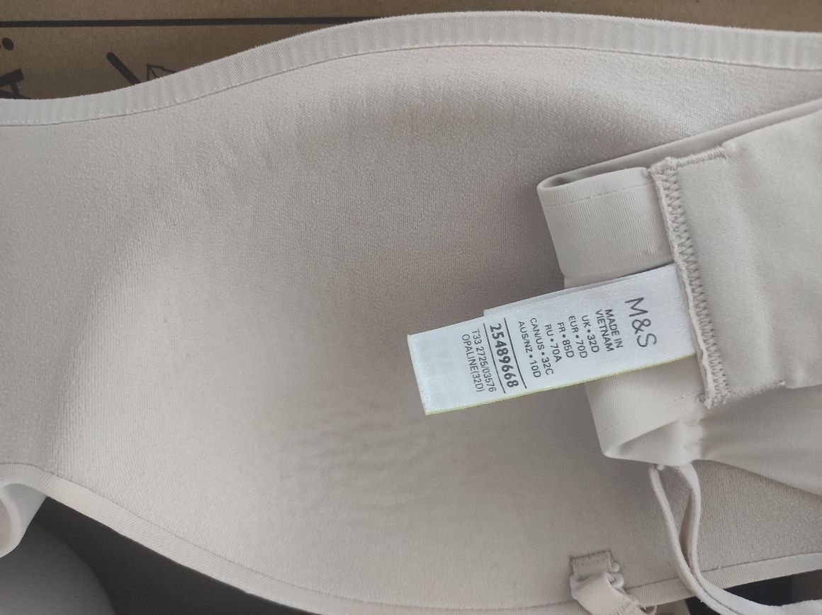 M&S Marks & Spencer stanik biustonosz cielisty beżowy strapless 70D