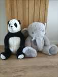Peluches - Panda e elefante 50cm