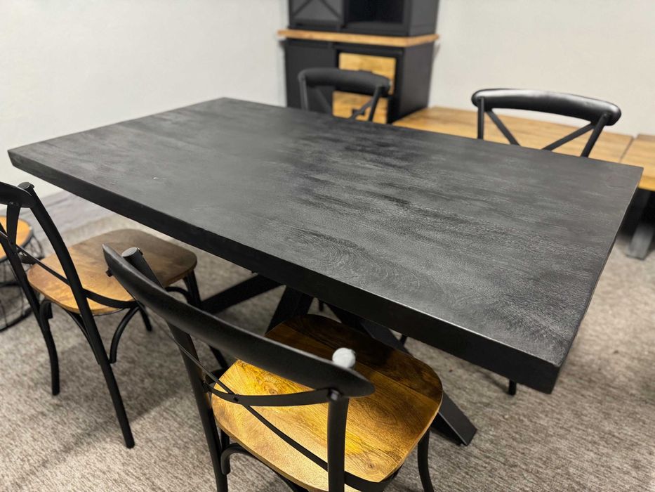Stół z krzesłami styl LOFT piękno egzotycznego drzewa mango ZAPRASZAM