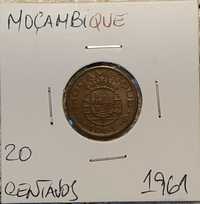 Moçambique - moeda de 20 centavos de 1961