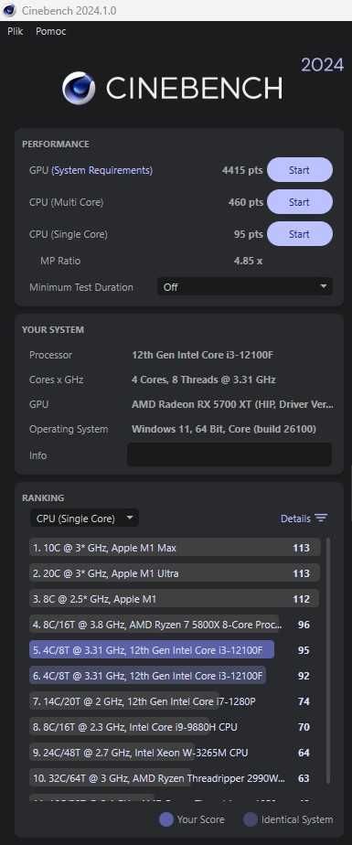 Komputer Stacjonarny i3-12100f RX 5700 XT 16GB RAM 512 GB SSD Wi-Fi BT